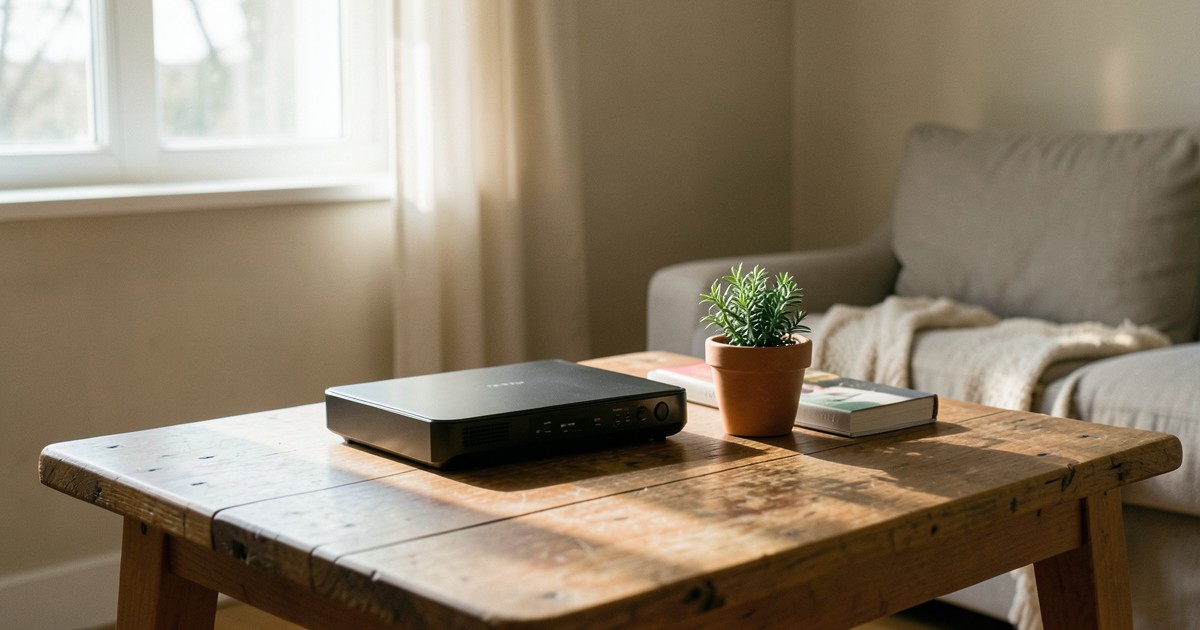 部屋のテーブルに置かれたニンテンドースイッチと植物の風景