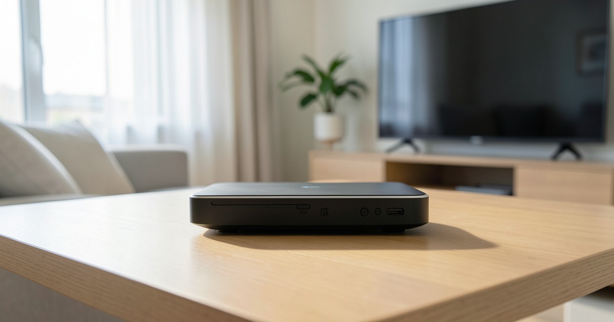 明るい部屋のテーブルに置かれたニンテンドースイッチとテレビの風景