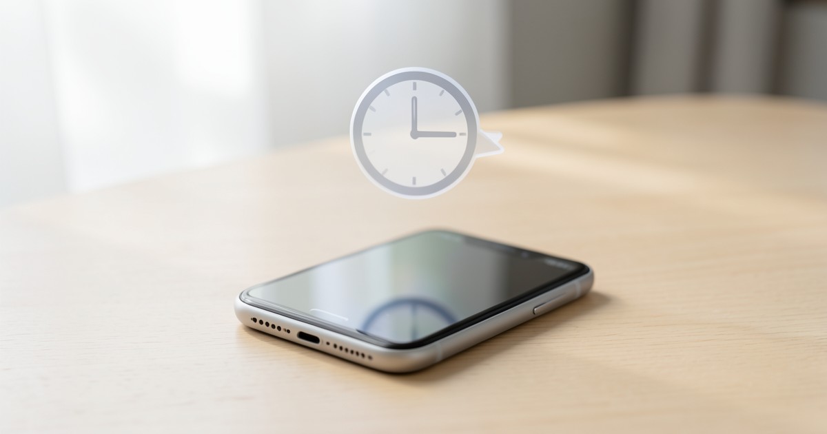 スマホの画面に時計とメッセージの通知が表示されているイメージ画像